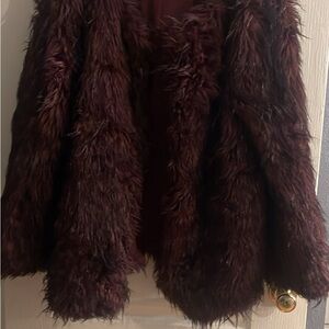 Burgundy Faux Fur Jacket